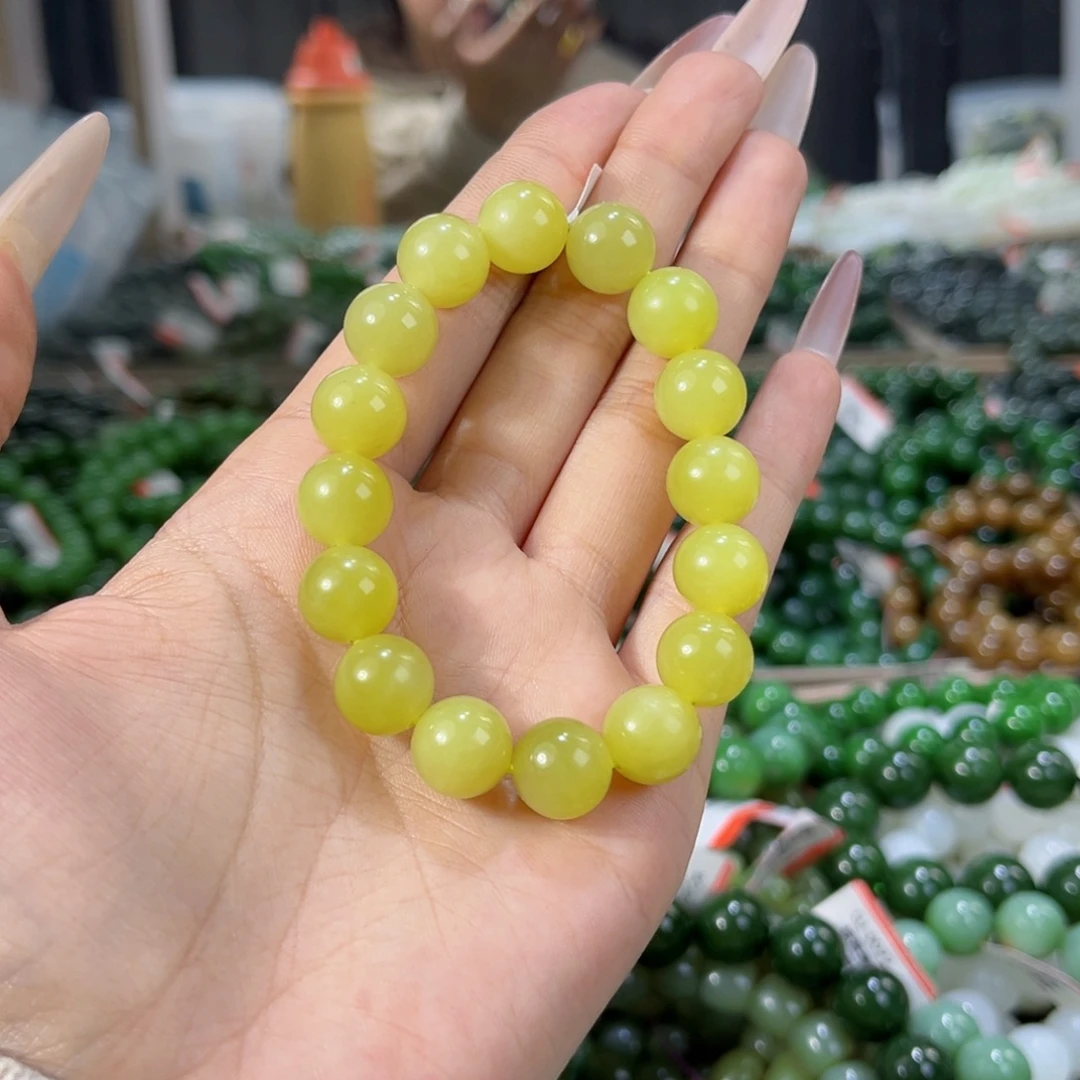 用***9和田玉未镶嵌手链天然和田玉新疆若羌黄口手串12