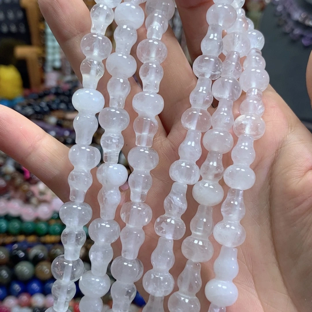 未镶嵌玛瑙/玉髓珠宝半成品白水晶葫芦一条卡10*18mm