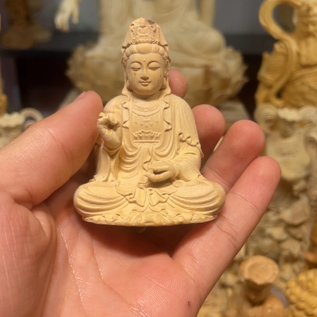 黄杨木瑕疵坐观音