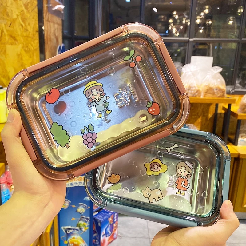 不锈钢饭盒女生高颜值大容量可爱小学生餐盒便携1人上班族便当盒