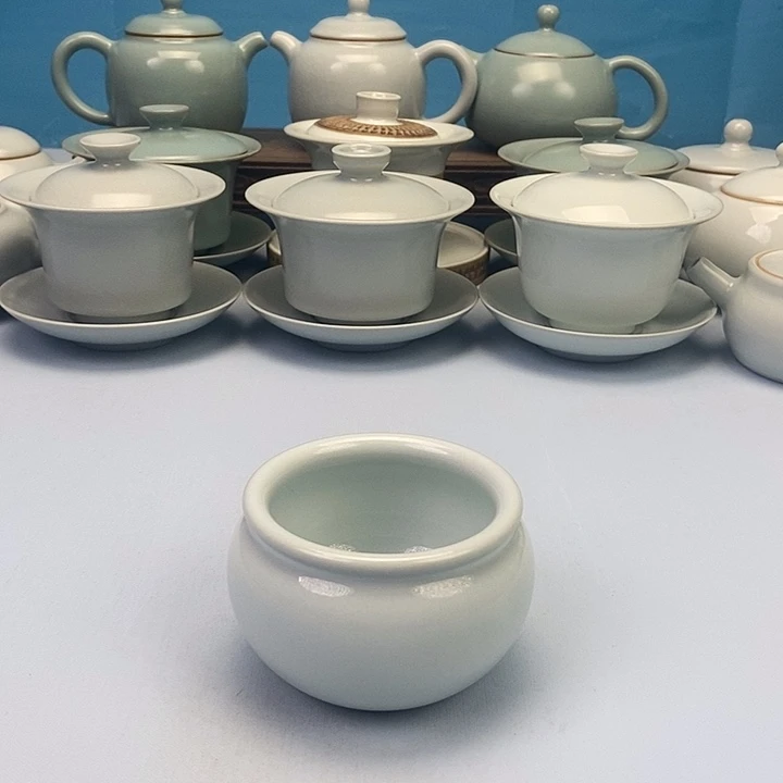 杯月白风水缸杯原矿原釉原产地