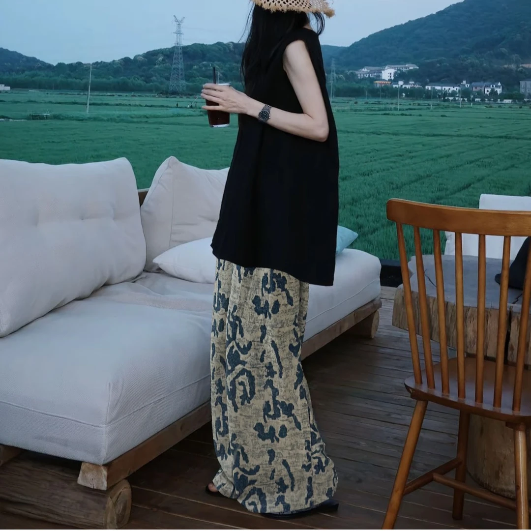 【运补8元】复古休闲裤女夏松紧腰显瘦气质时髦洋气百搭阔腿裤