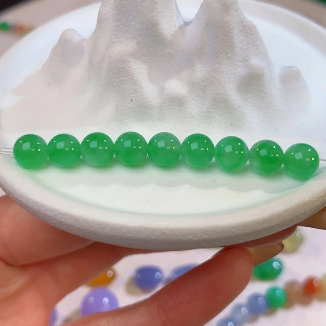 定制翡翠未镶嵌 毛货抛光定制 金丝绿同料 多样性发货