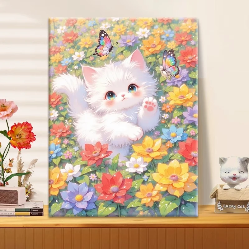 (喵愈时光）diy数字油画红线条手工填涂色解压治愈送礼丙烯装饰画