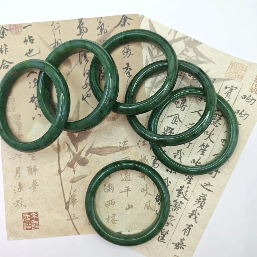 保真玉石 和田玉时尚油润百搭碧玉手镯 （多样性发货拍一发一）H300