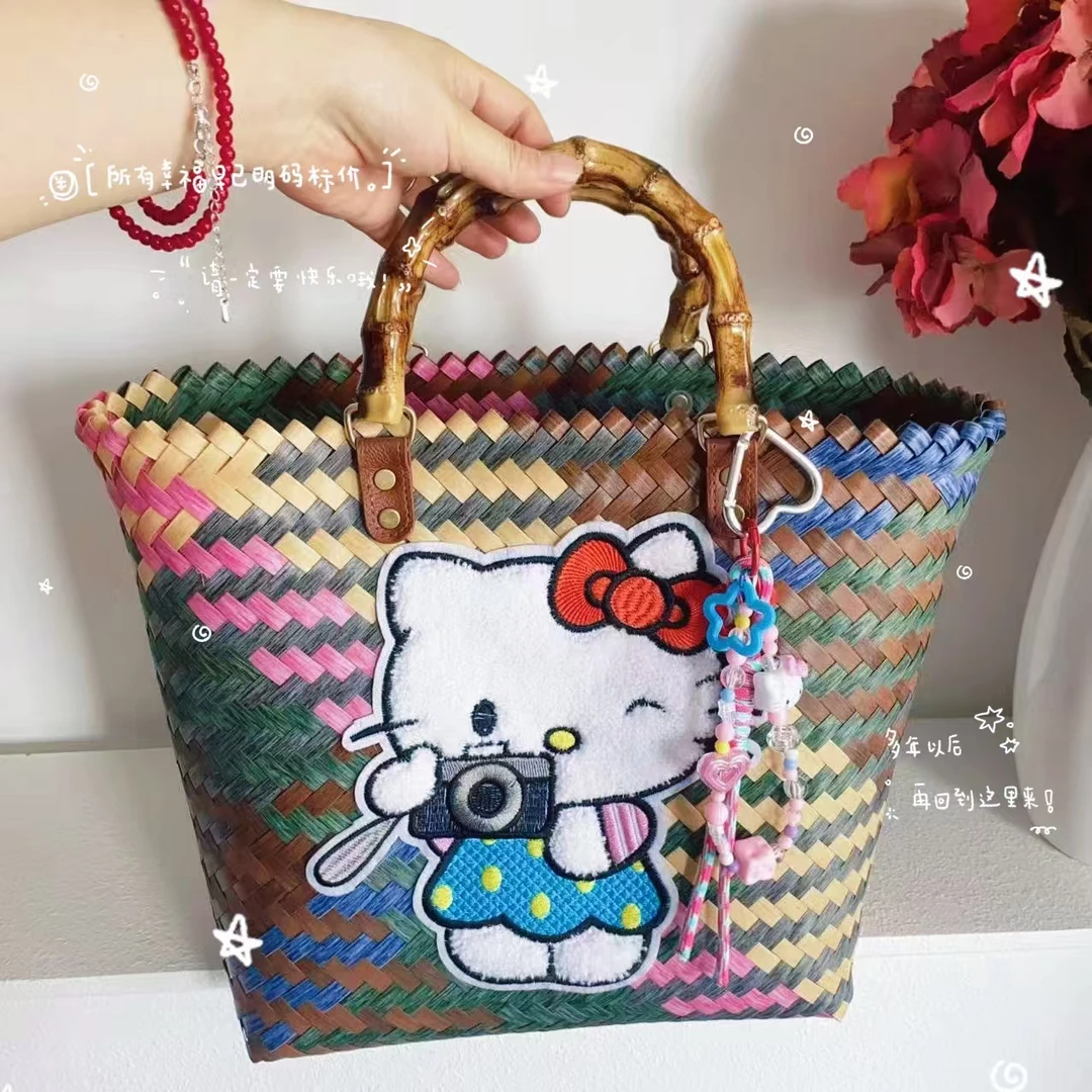 2025新款腊肠小狗菜篮子上班通勤包包手提复古竹节包包防水包