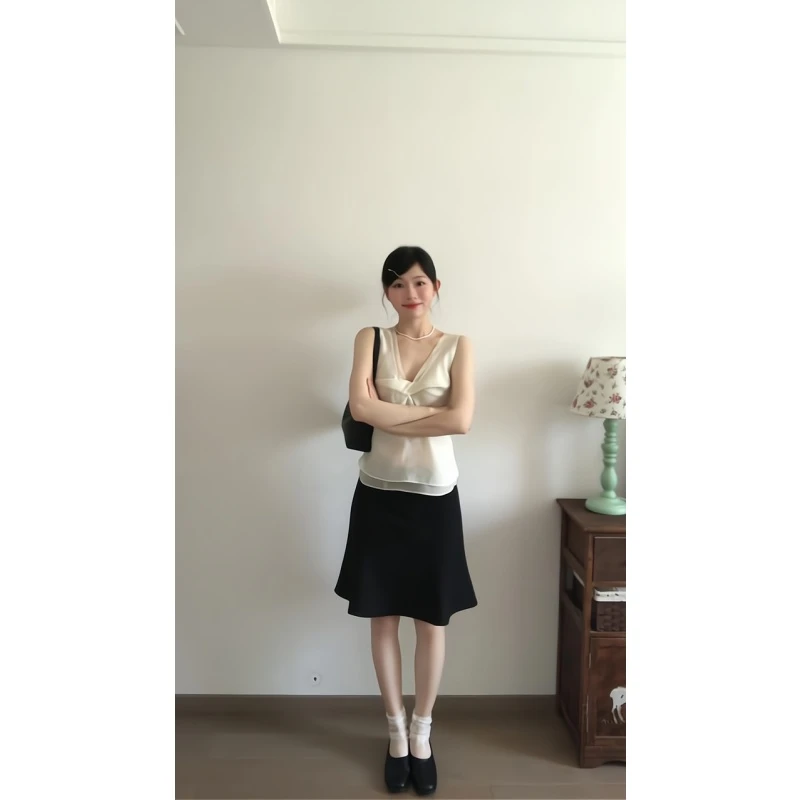 MARIE.COCO设计感扭结v领上衣女高级感显瘦a字鱼尾半身裙两件套