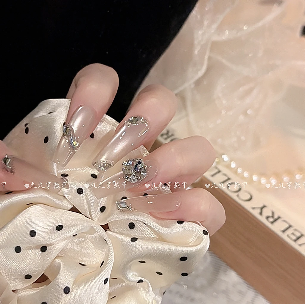 【鎏金宝石】纯手工穿戴甲猫眼美甲贴片可拆卸指甲贴片10片装