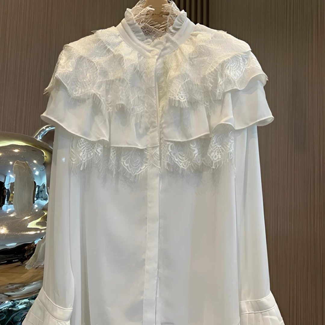 原创设计重工荷叶奢华小衫春