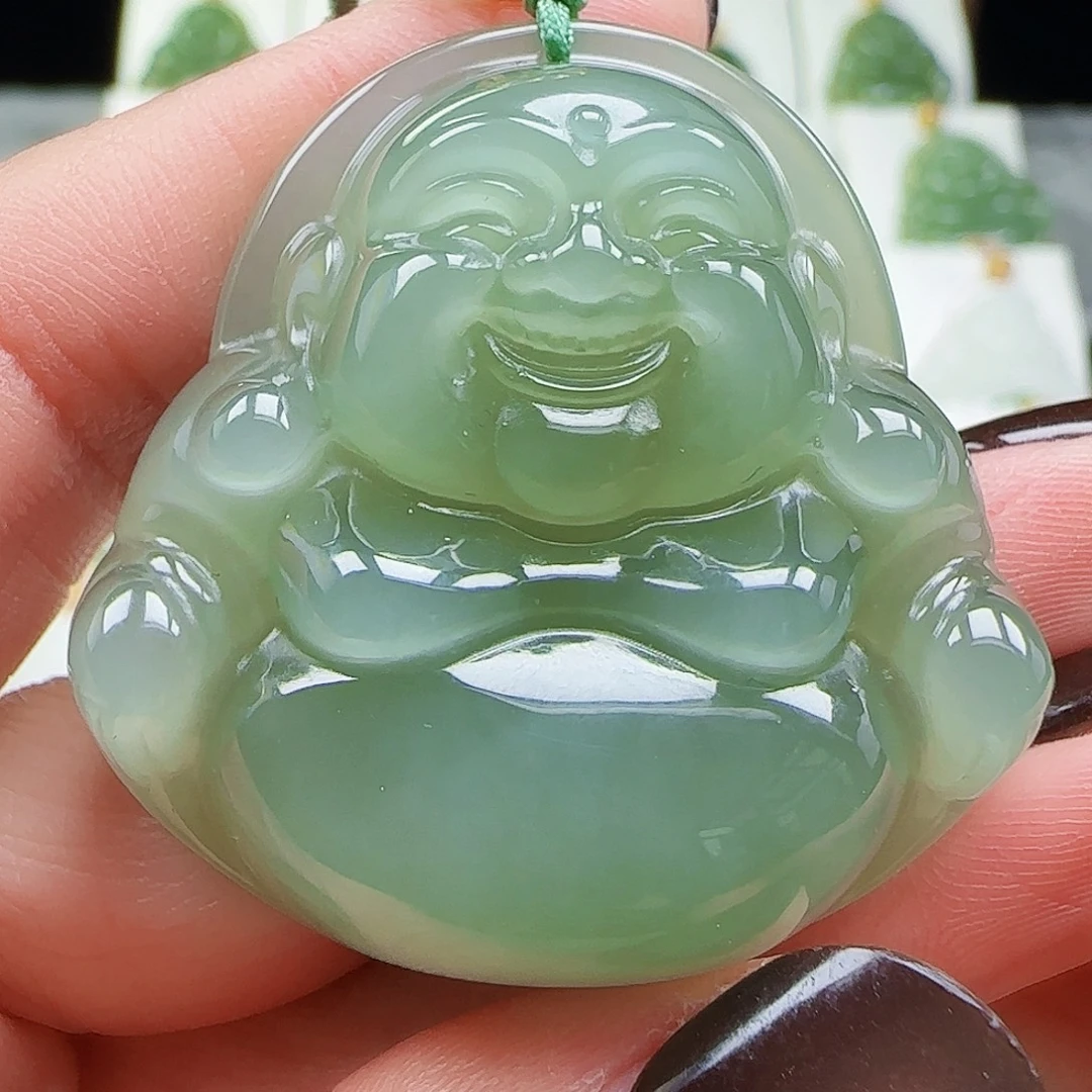 和田玉18K金镶嵌吊坠(赠链)