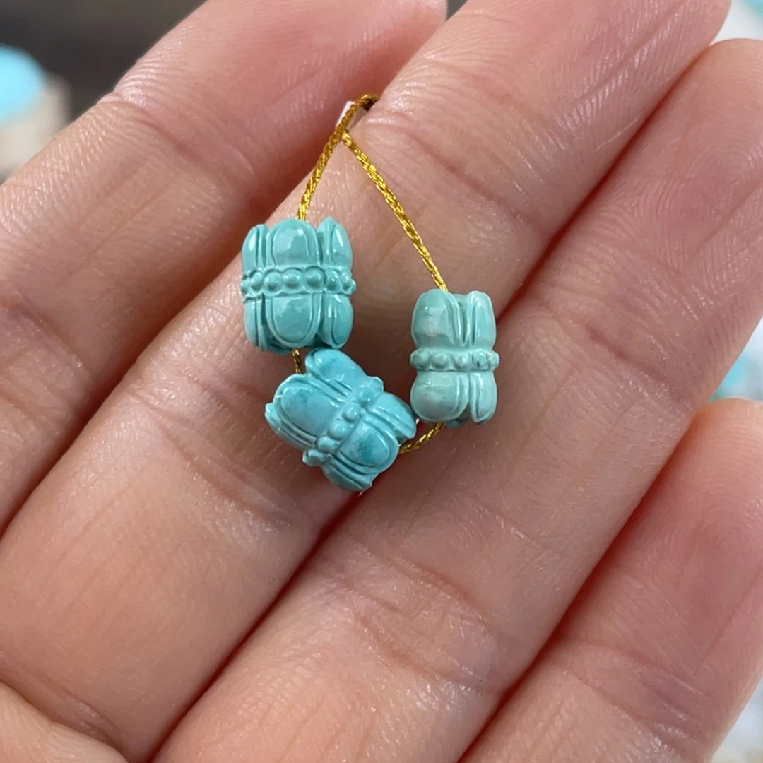 绿松石未镶嵌套链莲花珠套装