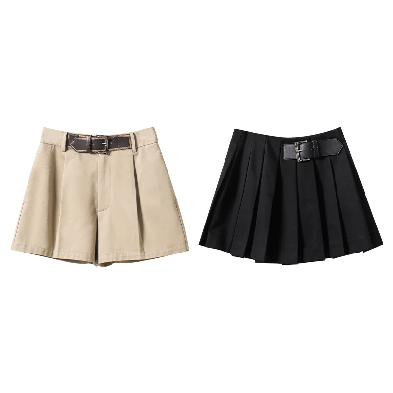 于momo【腰带下装系列】时尚百褶裙&短裤套装女QD232033