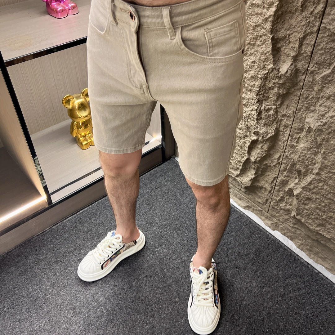 牛仔短裤潮流薄款夏季男士黑白卡其色百搭五分百搭短裤休闲裤弹力