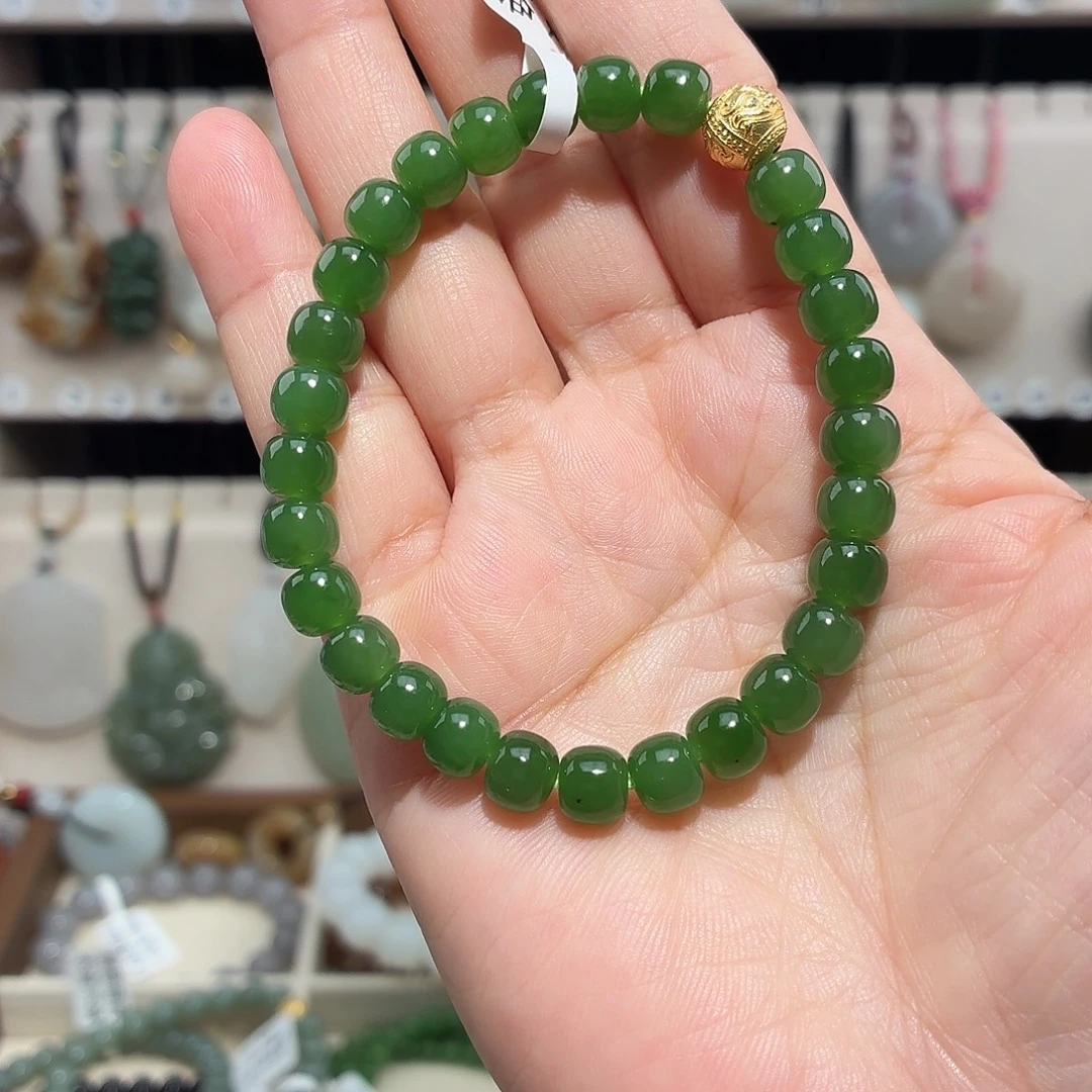 和田玉未镶嵌颈饰碧玉手串卡7左右