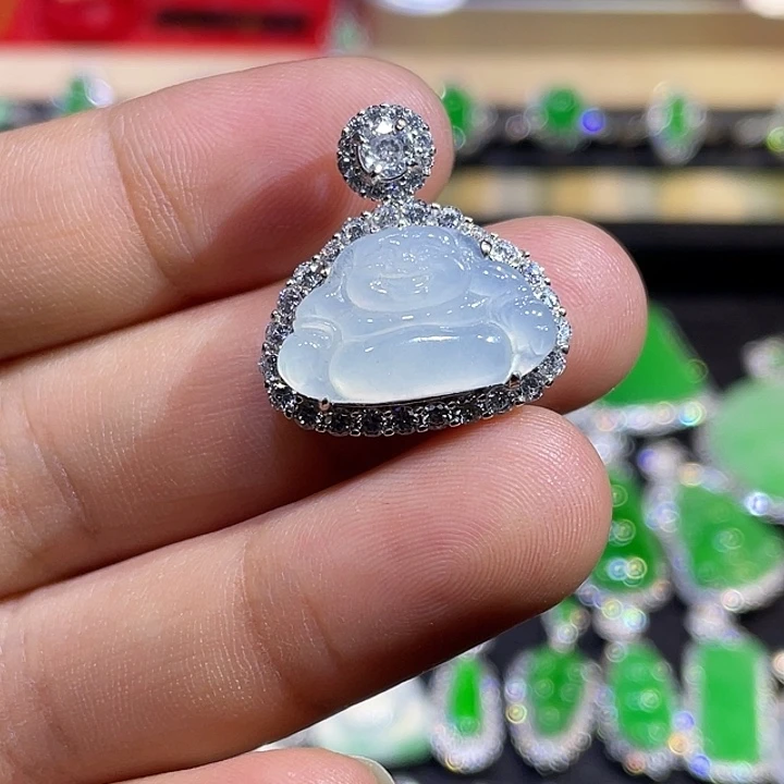 翡翠银S925镶嵌吊坠(不含链)