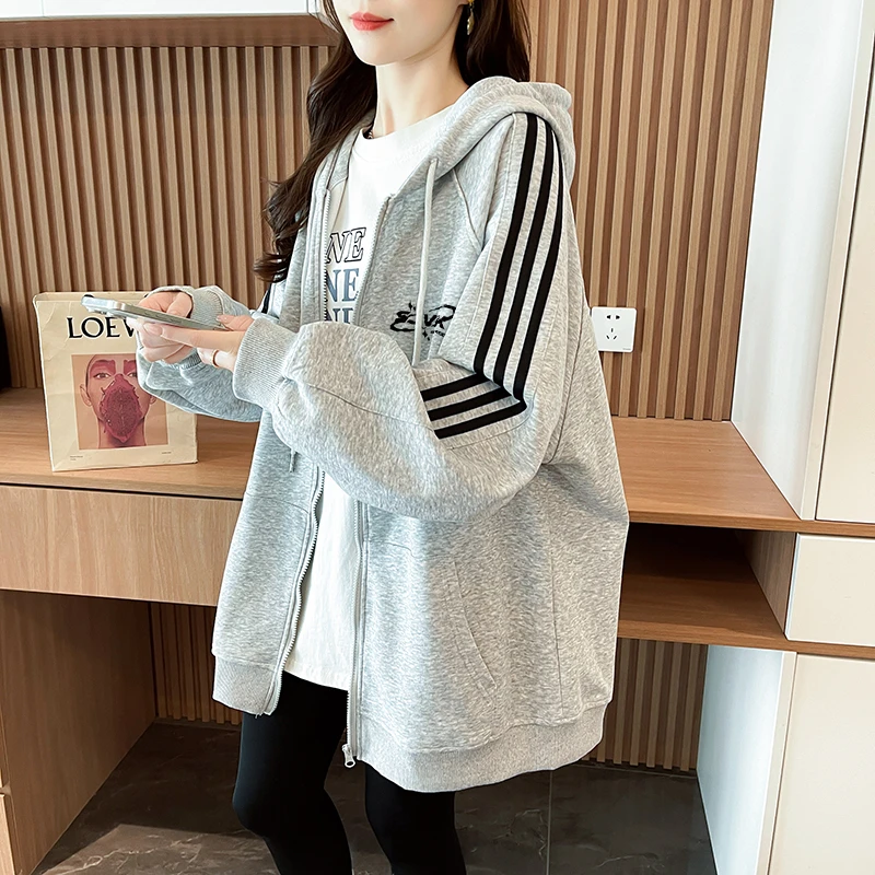 2025巨好看的卫衣外套开衫拉链宽松慵懒风女大码早秋新款薄款上衣