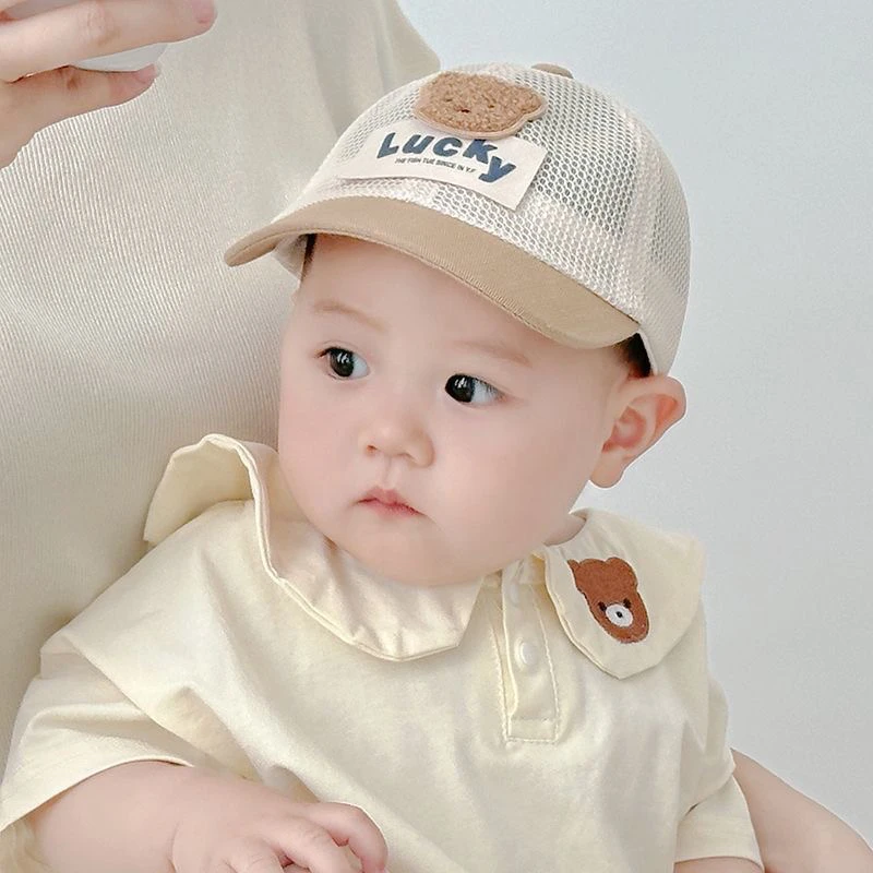 韩系短檐宝宝鸭舌帽夏季网眼防晒太阳帽婴幼儿遮阳帽男女童棒球帽