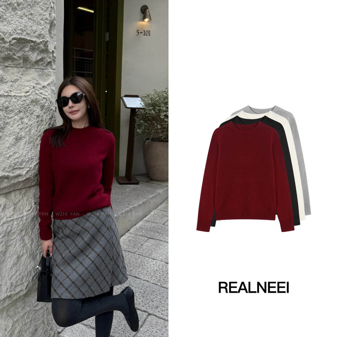 【闲暇日记】“100%羊毛"极简软糯质感舒适保暖长袖打底毛衣X1512