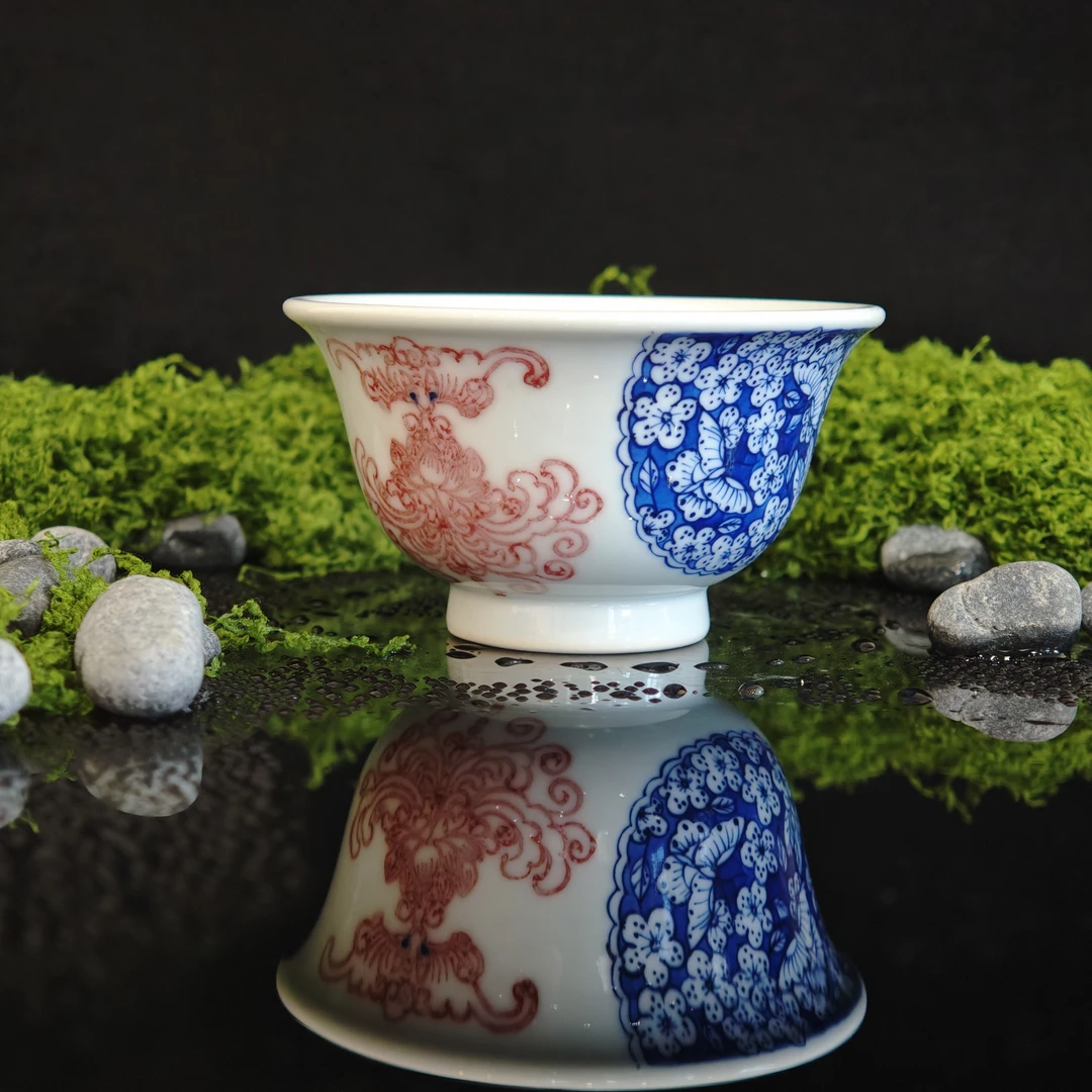 归愚草堂：青花釉里红单杯