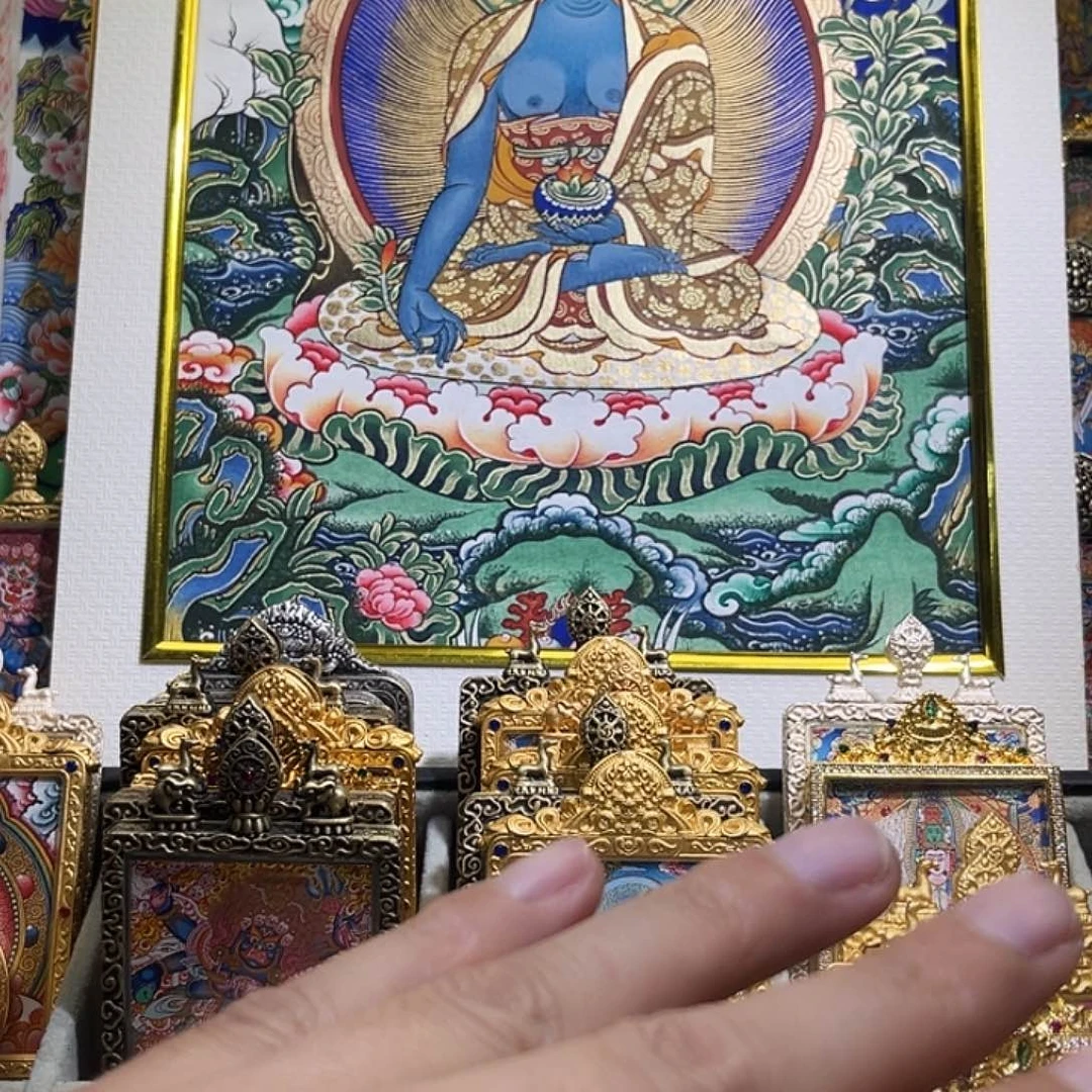 吊坠青海热贡纯手绘药师桌摆