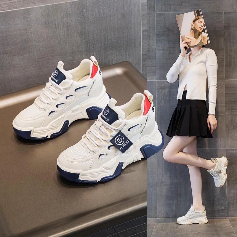 2025秋冬季女鞋新款时尚老爹鞋中筒百搭舒适松糕厚底内增高休闲鞋