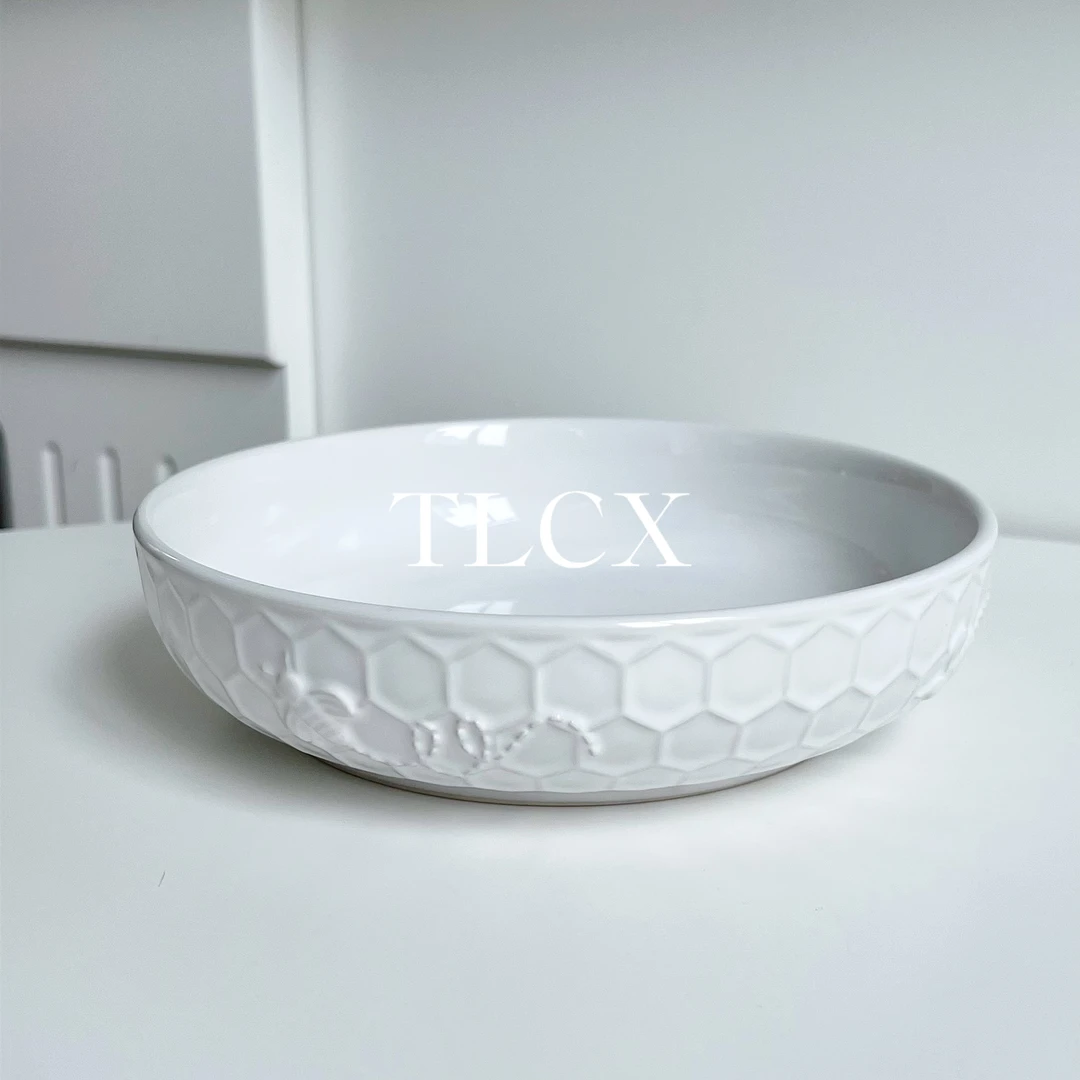 【TLCX 外贸原单】7英寸小蜜蜂浮雕陶瓷深盘 一只装