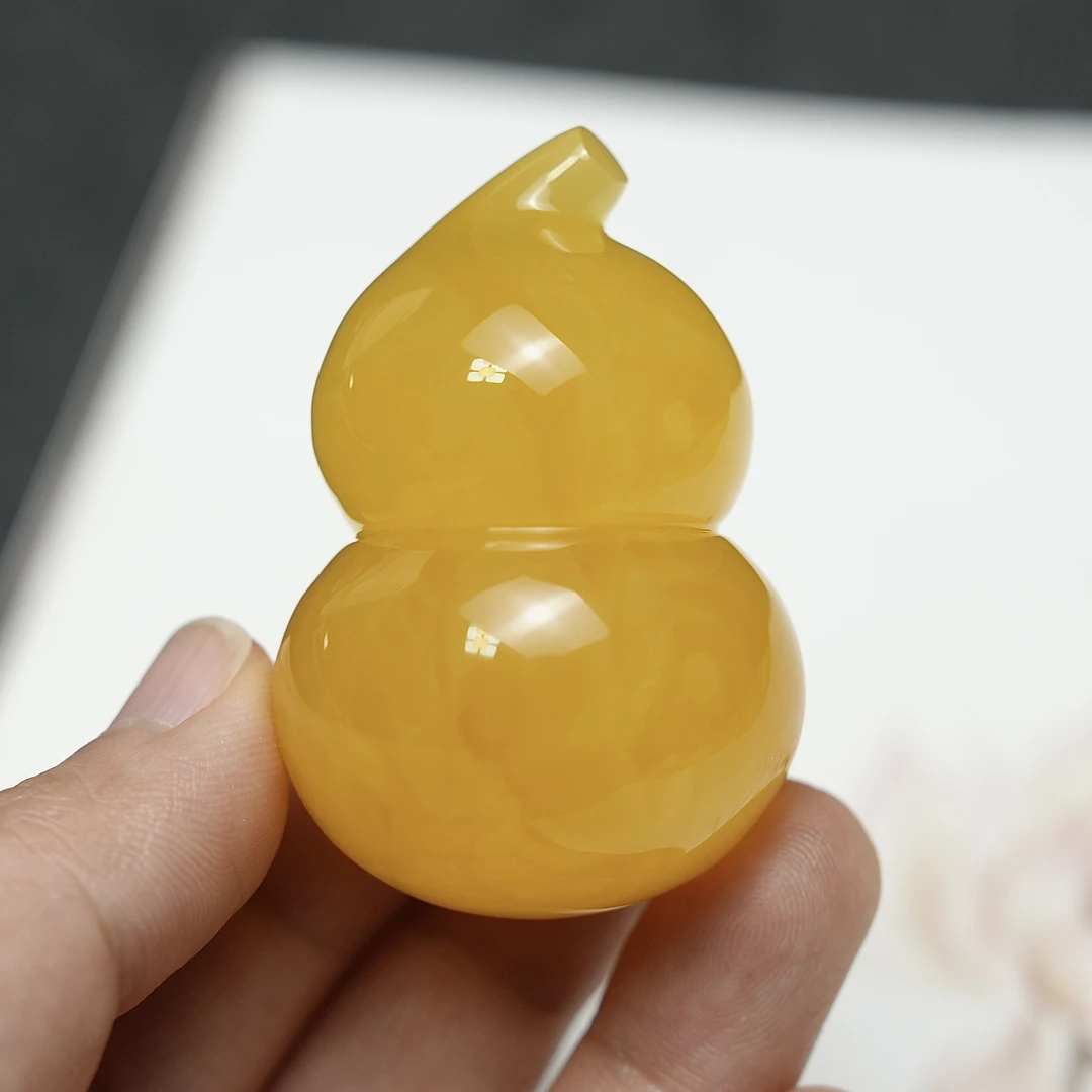 天然原矿蜜蜡葫芦吊坠无优化焦皮料橘黄均匀满蜜精工圆润男女百搭