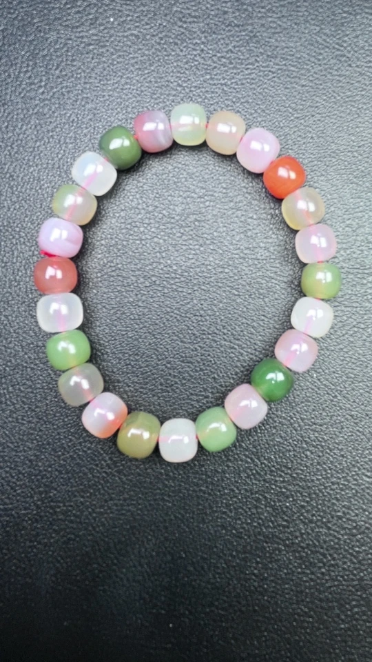 玛瑙多宝老型珠桶珠手链女款马卡龙颜色搭配颜色随机