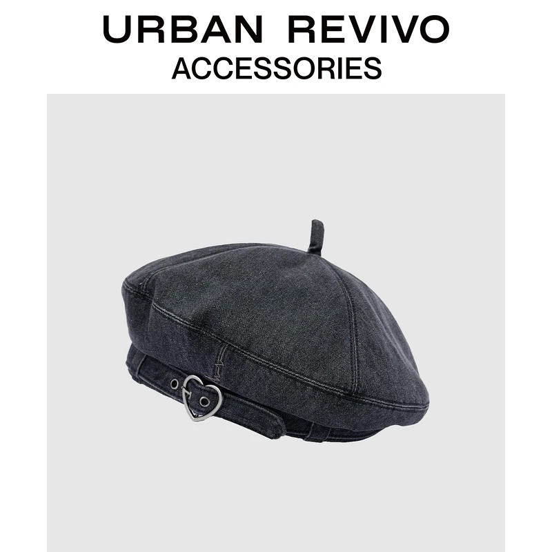URBAN REVIVO2025秋季新款女士爱心扣头贝雷帽UAYA50245