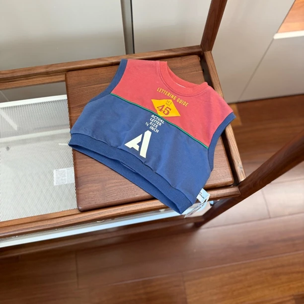 【编号L578】2210079-06-儿童红蓝拼接背心蓝色