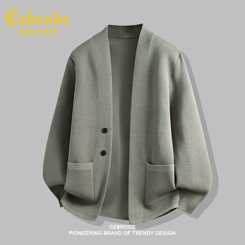 法国Cebrodz开衫针织衫男款2025秋季毛衣外套商务修身毛衫男休闲