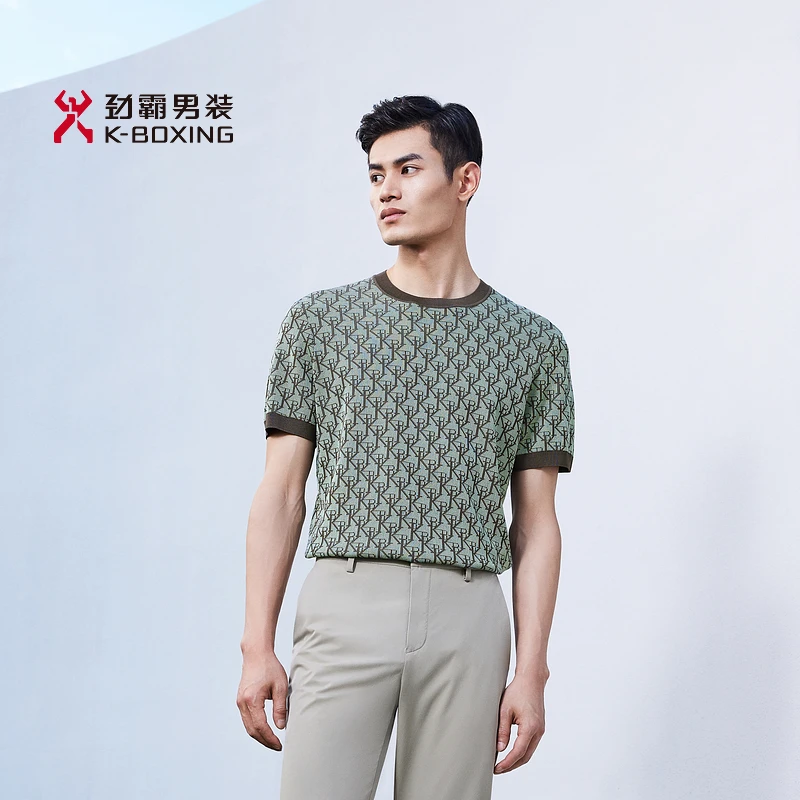 劲霸男装男士夏季时尚印花透气高档舒适上衣短袖圆领T恤|NTTE2005