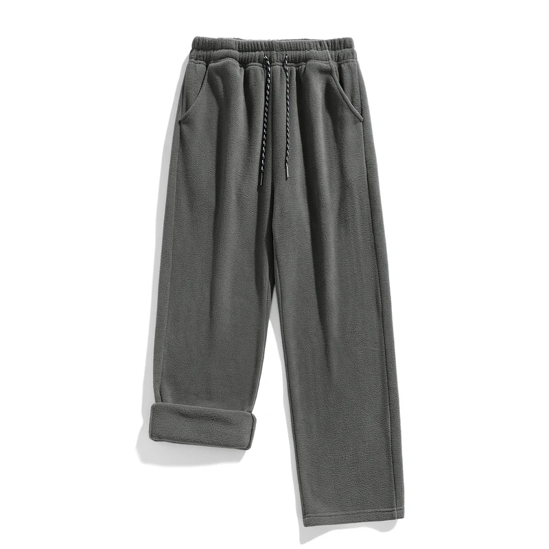 双面摇粒加绒加厚运动卫裤男2024冬季新款潮流时尚百搭休闲长裤子