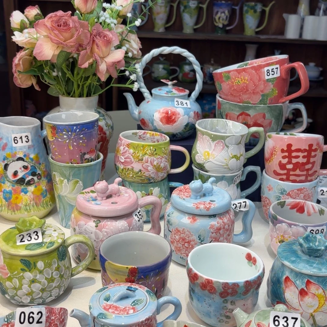 瓷片景德镇手绘高温釉下彩陶瓷茶具