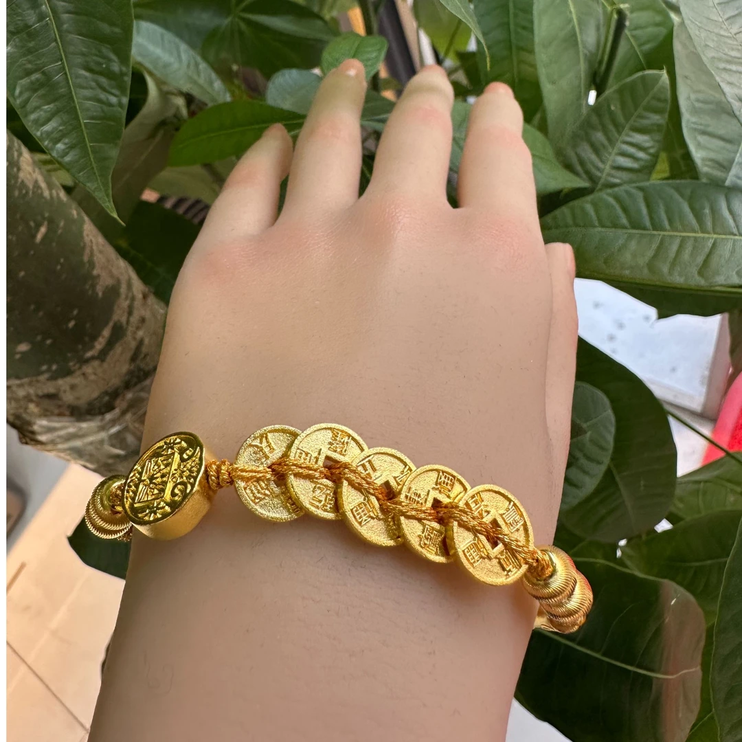 足银手链 五帝钱半镯