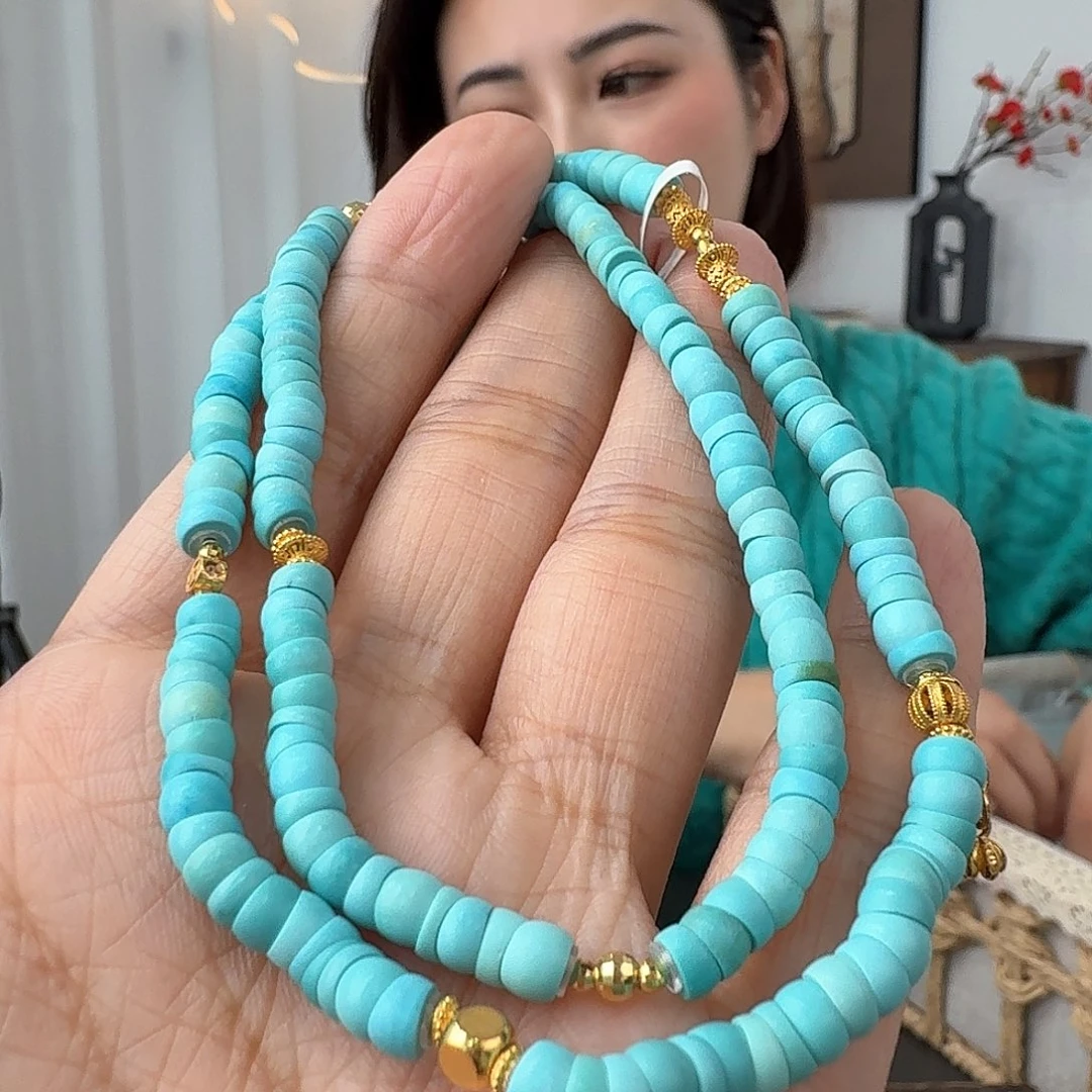 绿松石18K金镶嵌挂件