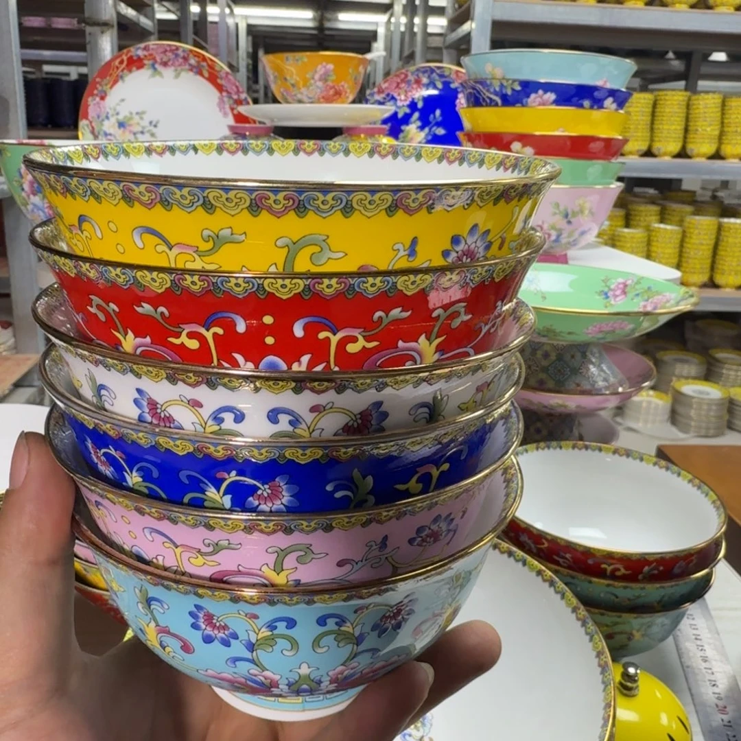 意***i12个景德镇珐琅彩餐具