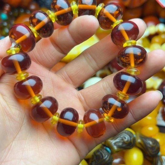 琥珀（花珀）手串未镶嵌蜜蜡