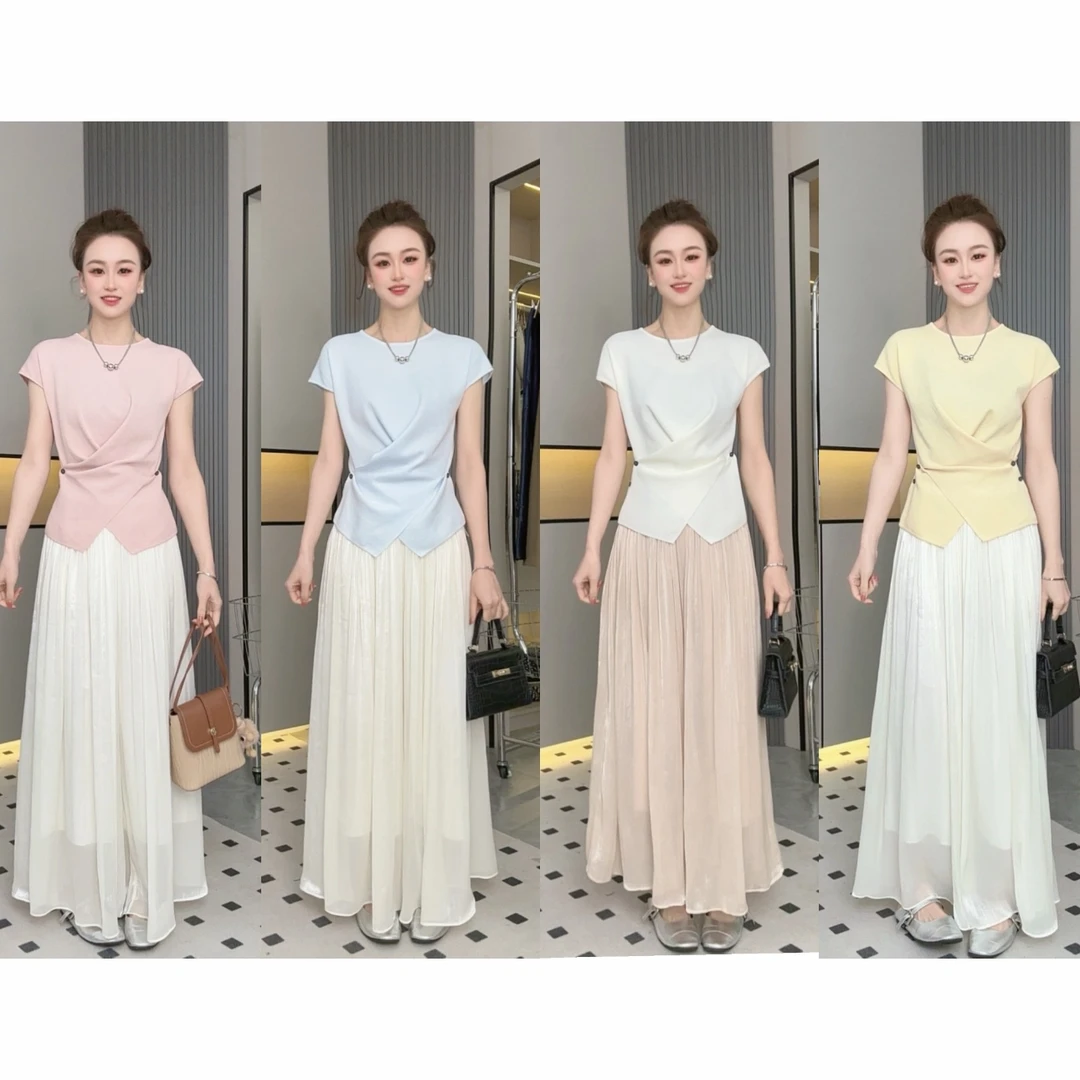 【多多专属】【气质显瘦套装】显瘦百搭琉璃冰丝垂感高腰裙裤