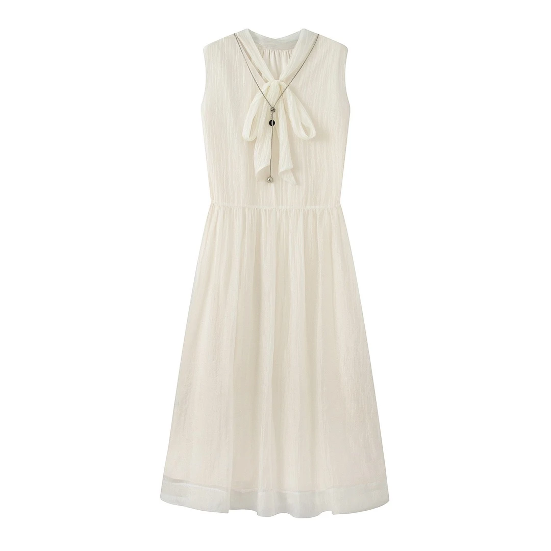 迪~商场同款2025夏季新款减龄系带无袖连衣裙女显瘦中长裙781827