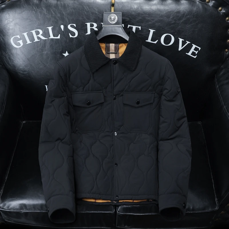 顿奇摩费涅轻奢潮商务休闲翻领棉衣男秋冬季新款修身保暖棉服外套