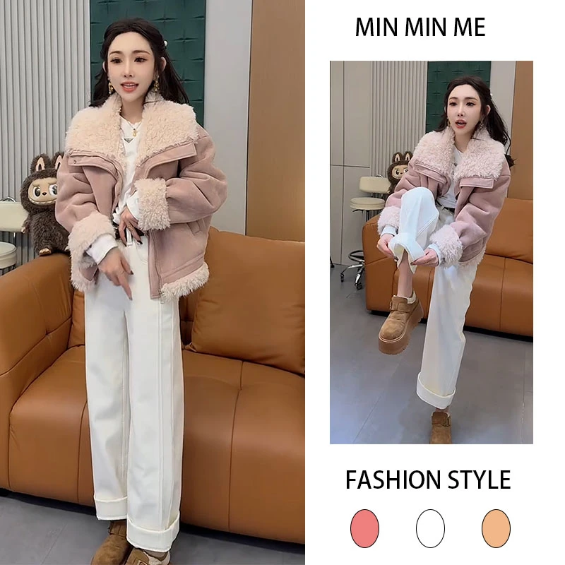 2025秋冬季新款设计感洋气气质纯欲风外套女搭配加绒休闲裤两件套
