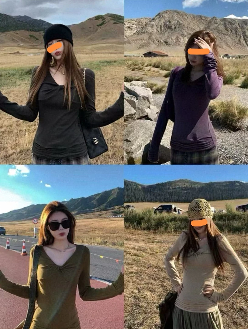 番茄园   3157独家立体手工捏褶花纱百 搭王炸针织上衣