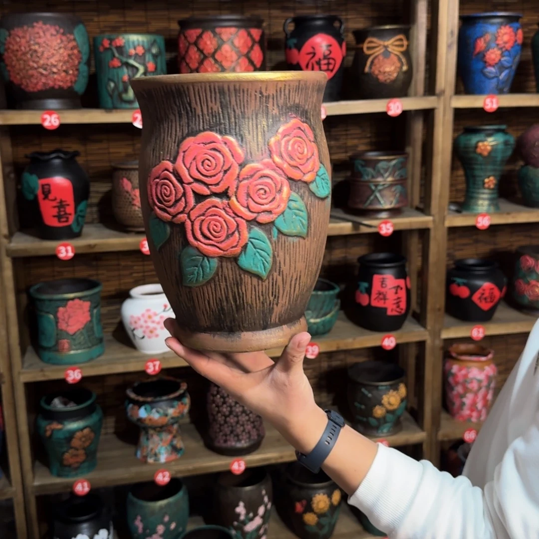 带孔高端浮雕花盆炸炸炸炸