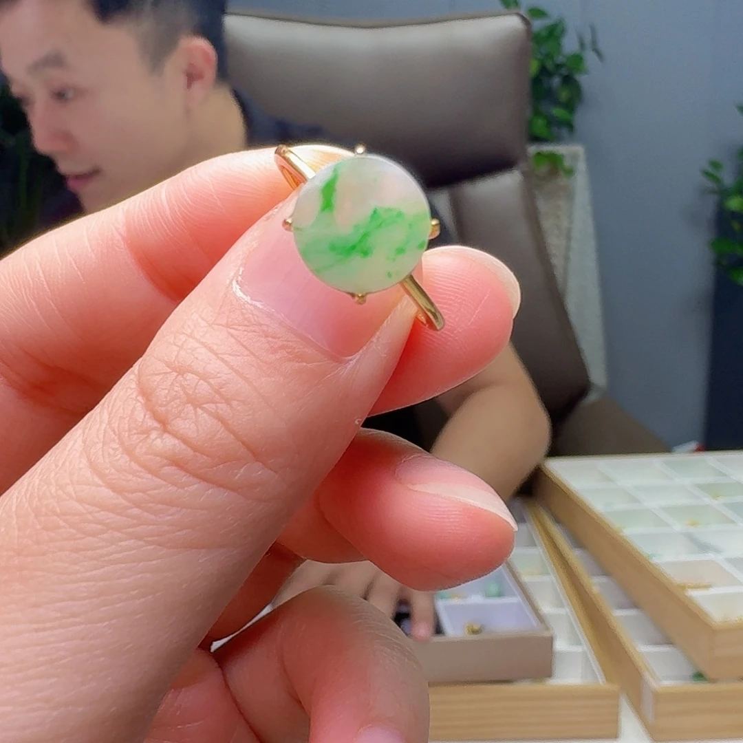 银S925镶嵌戒指翡翠天然