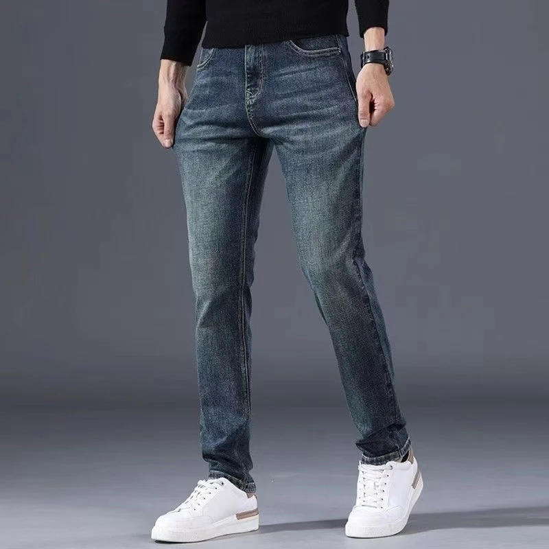 孤品过款春夏男士牛仔裤潮流时尚修身百搭户外弹力