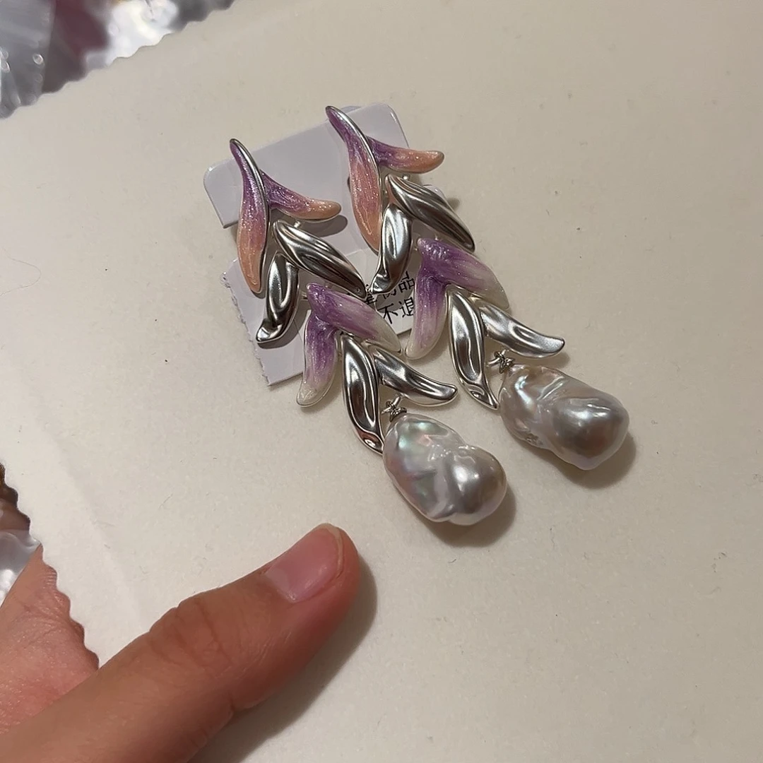 合金淡水珍珠耳饰