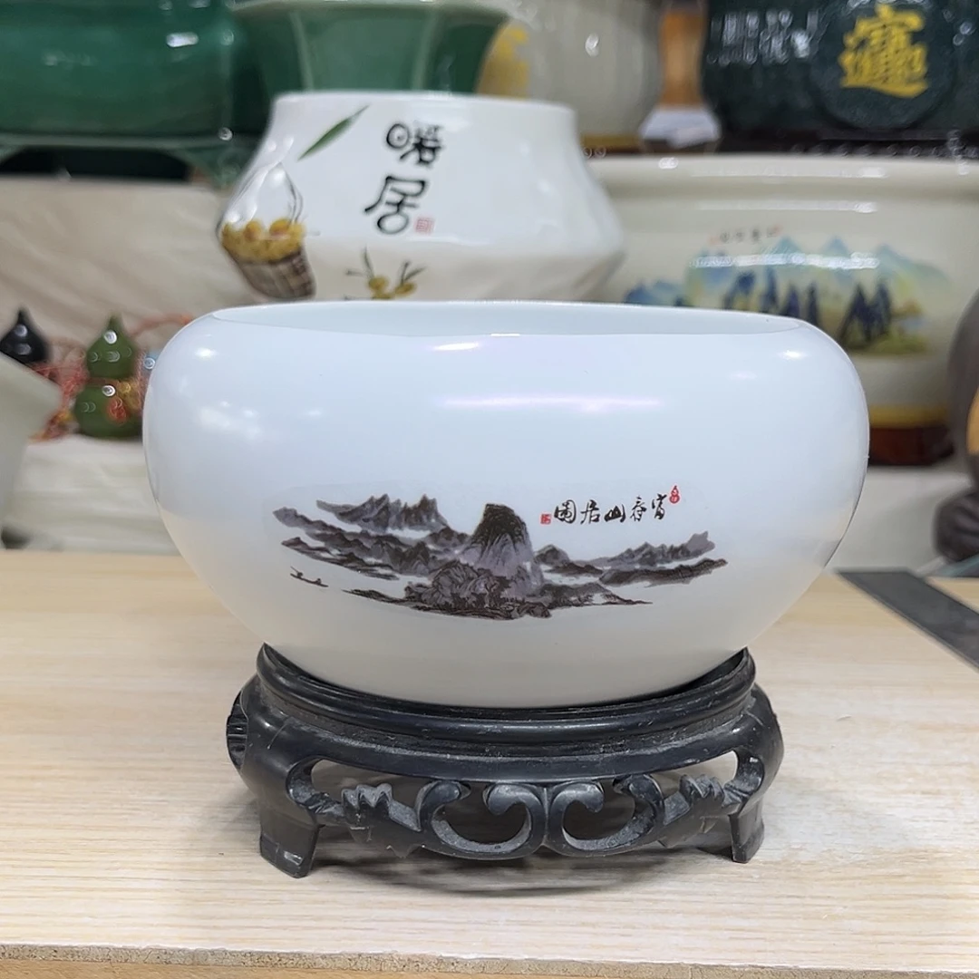 陶瓷绿植多肉微瑕花盆口径12*7.5打孔