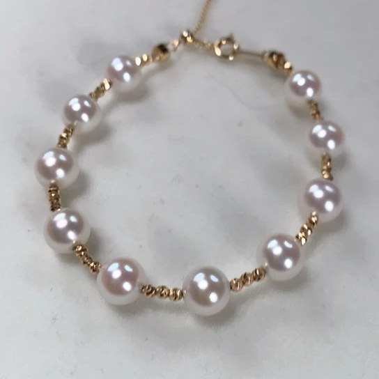 海水珍珠手链18K金镶嵌