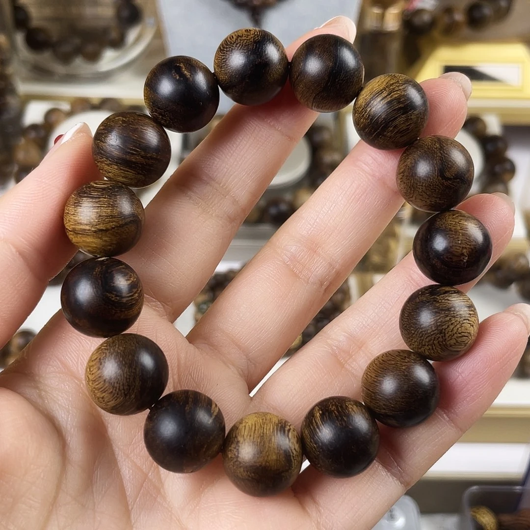 沉香手串越南芽庄老白棋窖藏古董玉化瘤疤虎斑1.4